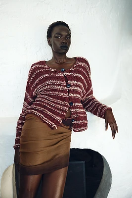COMBINATION KNIT CARDIGAN