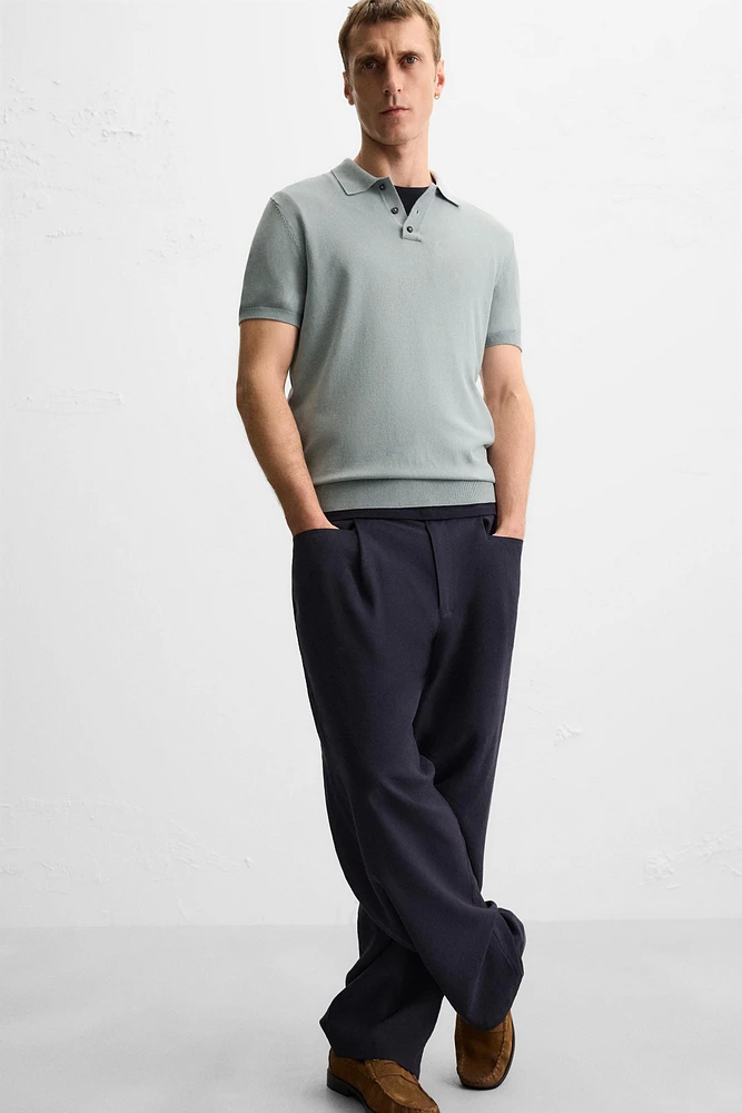 VISCOSE BLEND KNIT POLO SHIRT