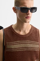 T-SHIRT EN MAILLE DÉBARDEUR LIN - VISCOSE