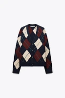 LONG WOOL ARGYLE JACKET