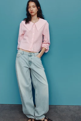 BIB COLLAR GINGHAM SHIRT