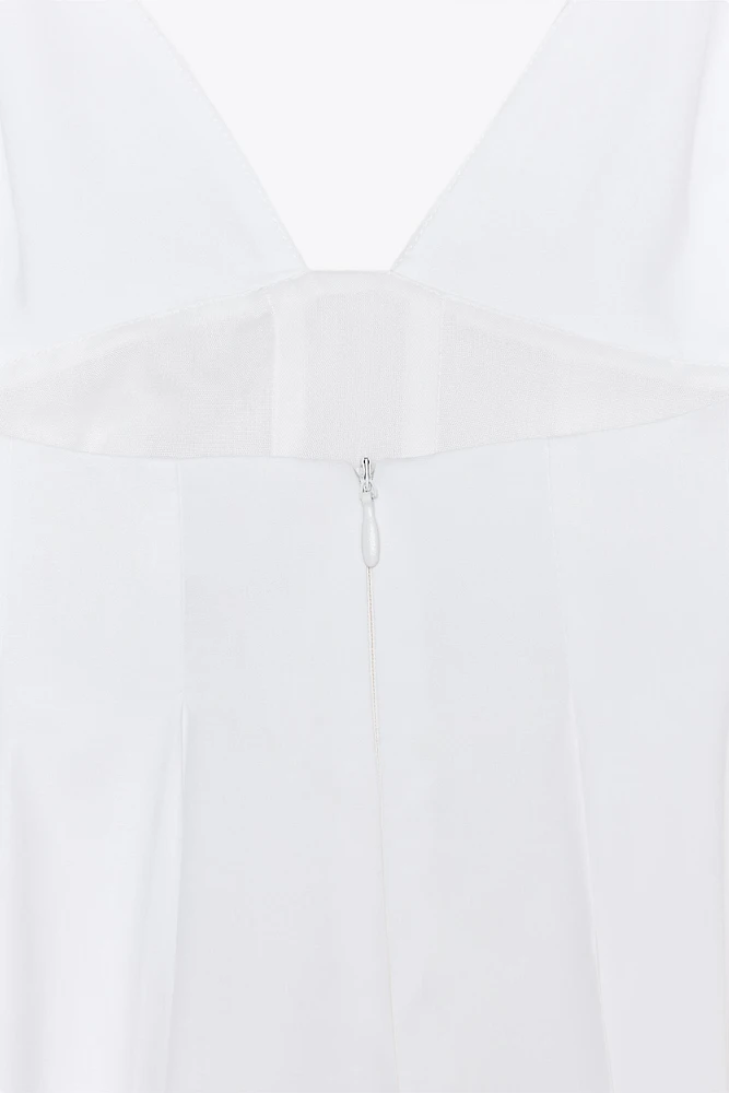 PLEATED POPLIN MINI DRESS