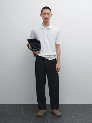 Polo en maille texturée 100 % coton