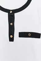 T-SHIRT WITH CONTRASTING PIPING