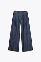 PANTALON WIDE LEG TAILLE HAUTE À PINCES
