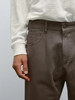 Lightweight relaxed fit denim-effect trousers