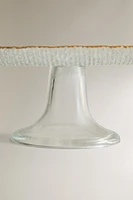 RAISED GLASS SERVING DISH WITH GOLD RIM