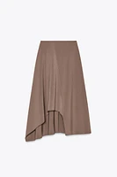 ASYMMETRICAL CREPE MIDI SKIRT