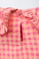 BLOUSE À CARREAUX ET BRODERIES