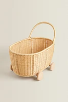 PANIER CHARIOT ENFANT ROTIN