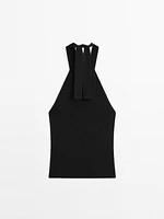 Halter top with tied neck detail