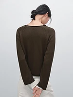 Purl knit cutwork sweater