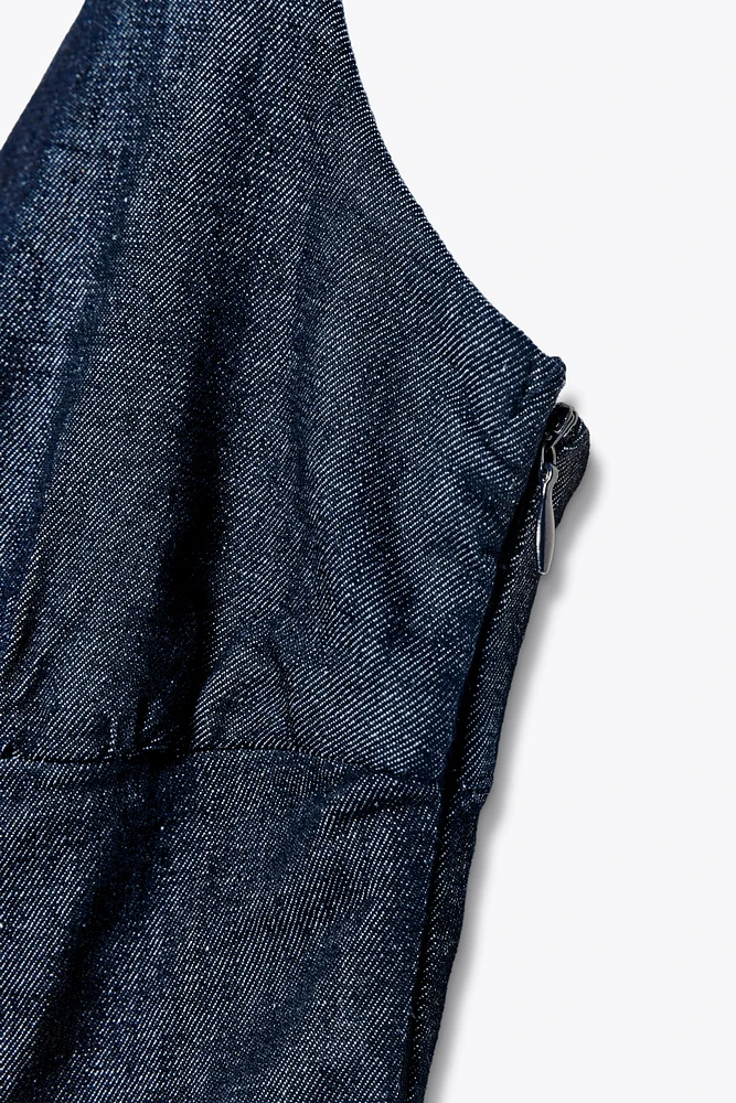 ROBE Z1975 MIDI EN DENIM À BRETELLES