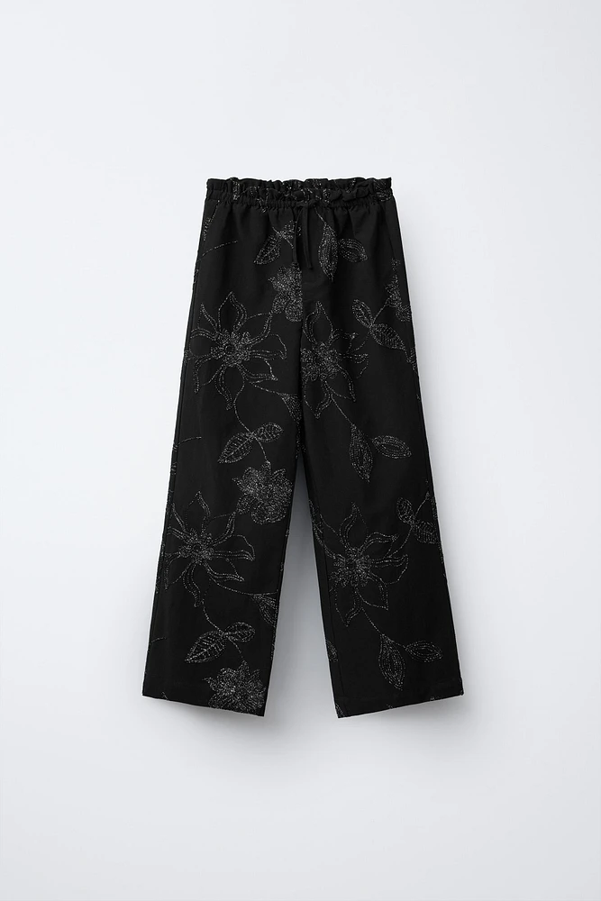 SHIMMER EMBROIDERED PANTS
