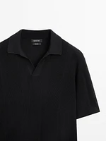 Short sleeve cotton knit polo shirt