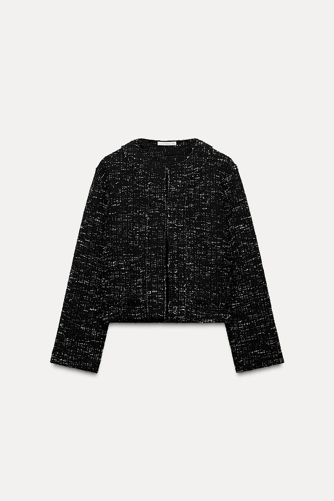TEXTURED WEAVE JACKET WITH POCKETS