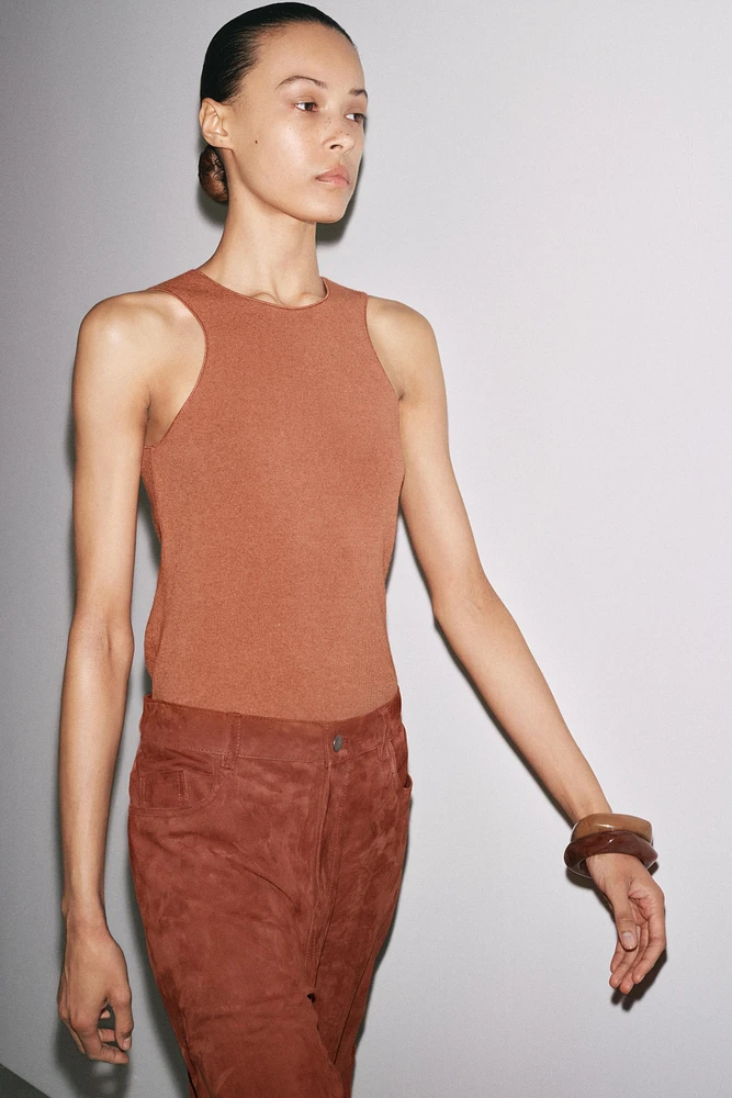 SLEEVELESS LINEN T-SHIRT