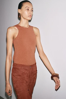SLEEVELESS LINEN T-SHIRT