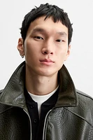 EMBOSSED FAUX LEATHER JACKET
