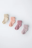 LOT DE QUATRE PAIRES CHAUSSETTES COULEURS