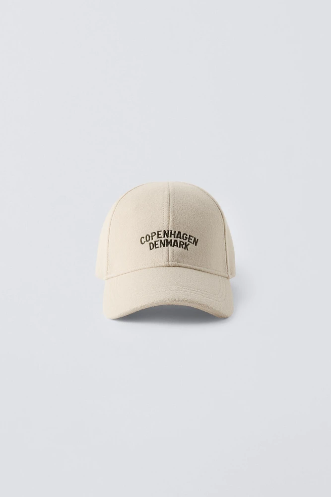 EMBROIDERED TEXT CLOTH CAP