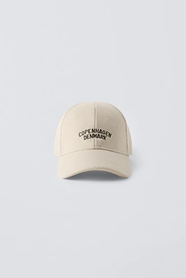 EMBROIDERED TEXT CLOTH CAP