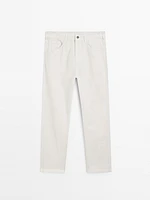 Lightweight relaxed fit denim-effect trousers