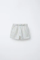 RELAXED STRIPED TEXTURED SHORTS