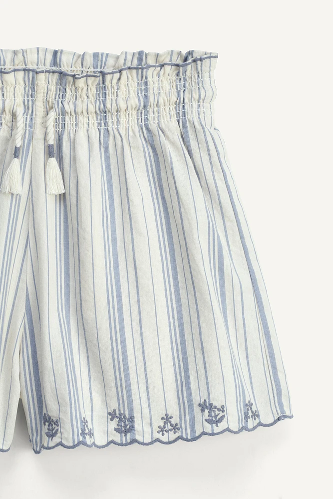 LIMITED EDITION STRIPED EMBROIDERED SHORTS