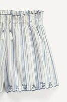 LIMITED EDITION STRIPED EMBROIDERED SHORTS
