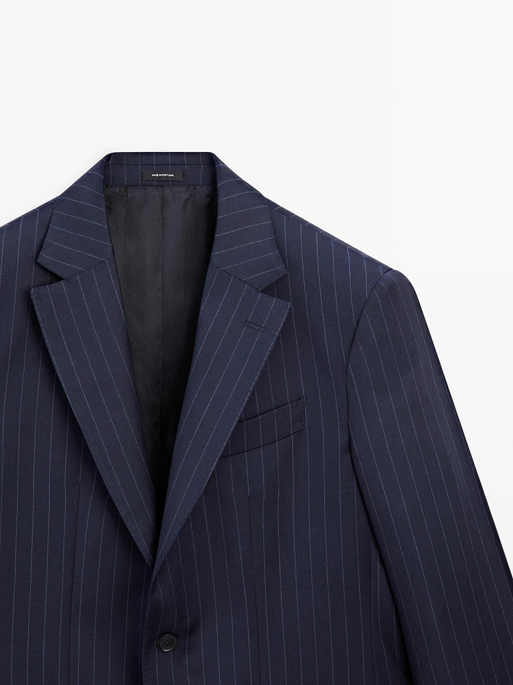 100% wool striped suit blazer