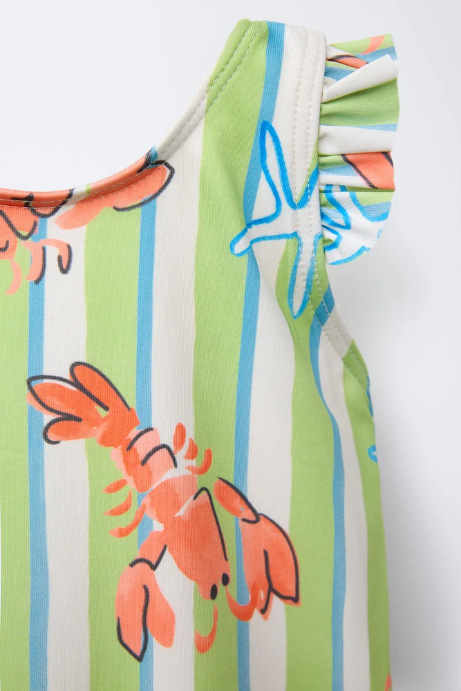 2-6 ANS/ MAILLOT DE BAIN À IMPRIMÉ RAYURES ET HOMARDS