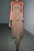 ASYMMETRICAL CREPE MIDI SKIRT