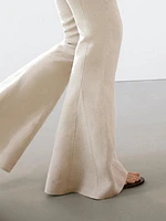 Pantalon flare taille contrastante