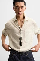 WRINKLE LOOK STRIPED SHIRT