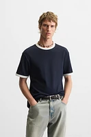 BASIC CONTRAST RIBBED T-SHIRT