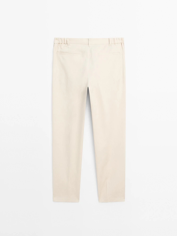 100% linen tapered fit trousers