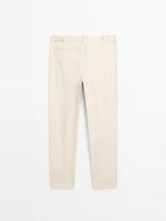 100% linen tapered fit trousers