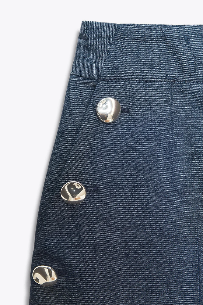 WIDE LEG LINEN PANTS WITH BUTTONS