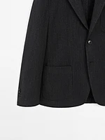 Cotton blend herringbone blazer
