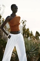 RIBBED ASYMMETRICAL TOP