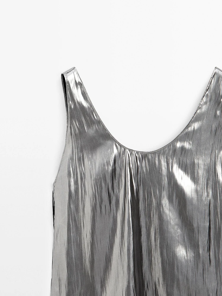 Flowing metallic strappy top
