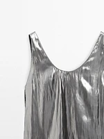 Flowing metallic strappy top
