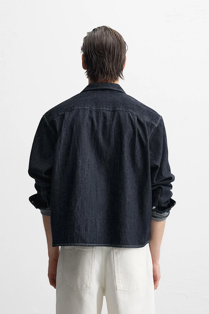 TOPSTITCHED DENIM SHIRT