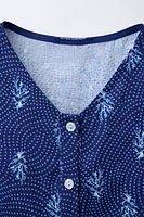 LINEN BLEND BOW PRINT TOP