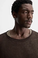 LINEN BLEND TEXTURED SWEATER