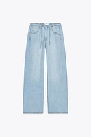 FLOWY DRAWSTRING DENIM PANTS