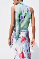 PRINTED SATIN EFFECT MIDI SKIRT