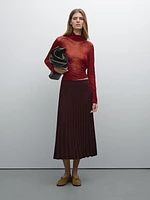 Pleated midi skirt with elastic waistband
