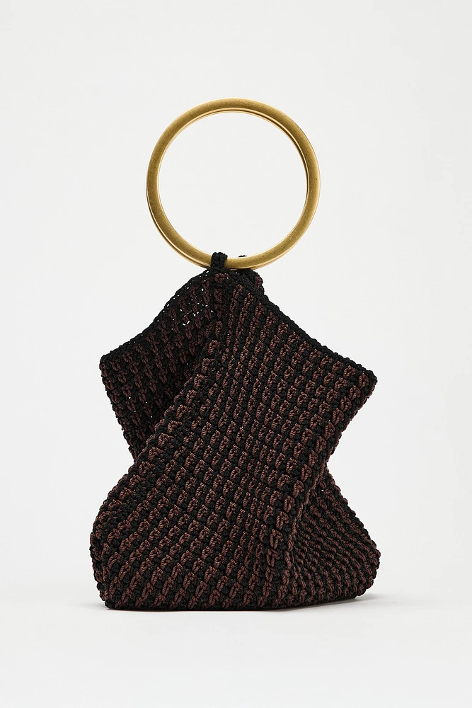 WOVEN BAG WITH METAL HANDLE